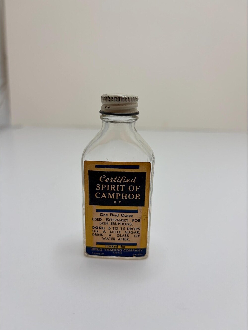 Vintage Certified Spirit of Camphor B.P. Glass Pharmacy Bottle | Apothecary